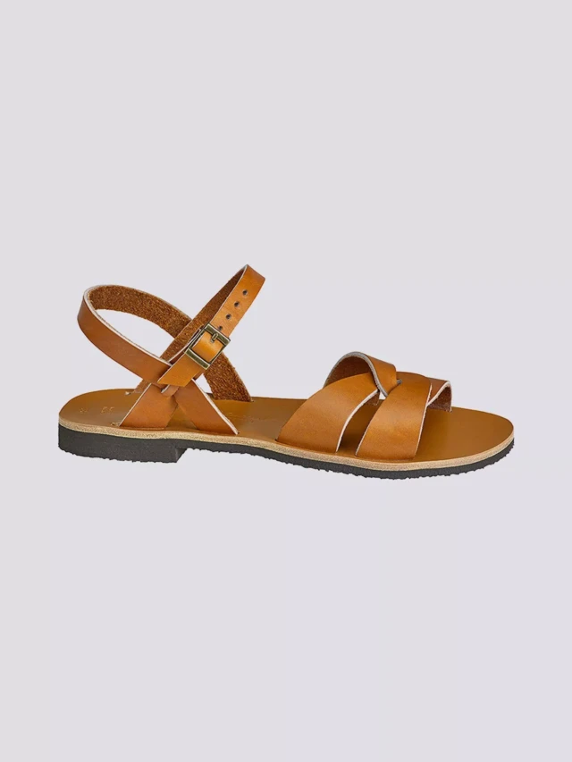 MAX VINCENT - SANDALES BRIDES CROISEES ATHENA cuir tannage vegetal naturel Femme