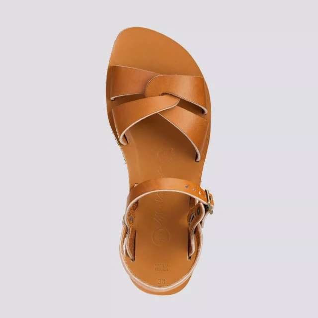 MAX VINCENT - SANDALES BRIDES CROISEES ATHENA cuir tannage vegetal naturel Femme