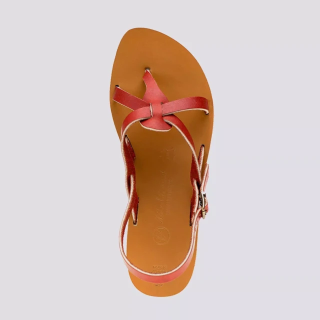 MAX VINCENT - SANDALES BRIDES CROISEES BAHIA cuir tannage vegetal rouge Femme