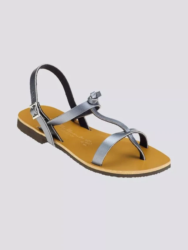 Max Vincent - Sandales double bride bandol cuir tannage vegetal acier femme