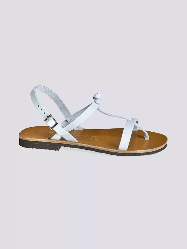 MAX VINCENT - SANDALES DOUBLE BRIDE BANDOL cuir blanc Femme
