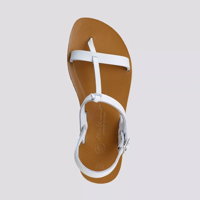 MAX VINCENT - SANDALES DOUBLE BRIDE BANDOL cuir blanc Femme