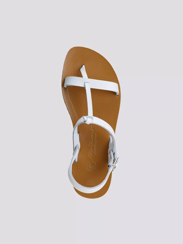 MAX VINCENT - SANDALES DOUBLE BRIDE BANDOL cuir blanc Femme