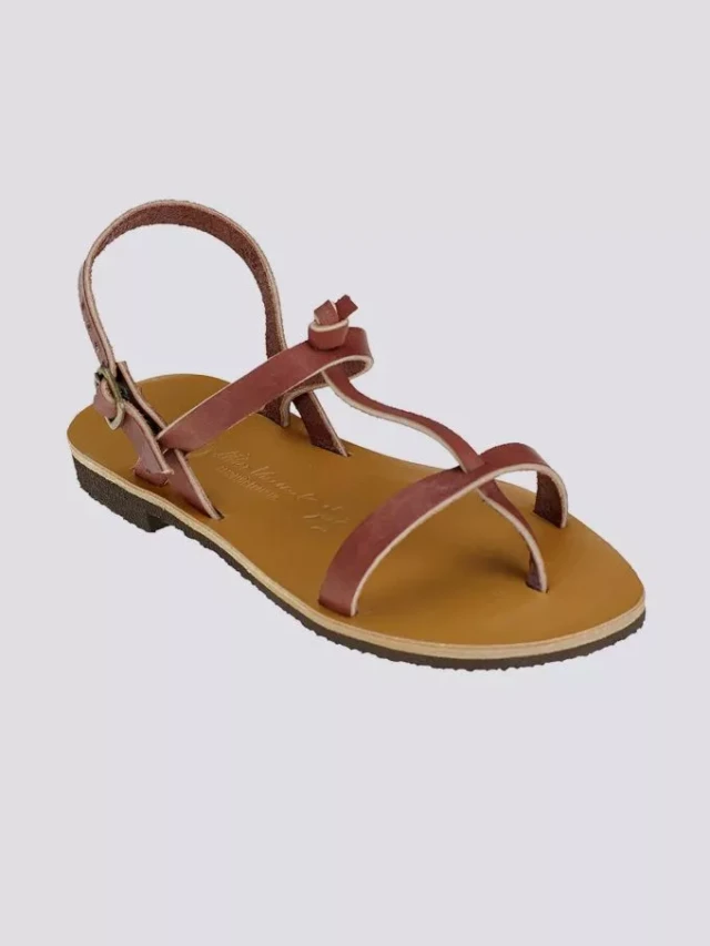 Max Vincent - Sandales double bride bandol cuir tannage vegetal bordeaux femme