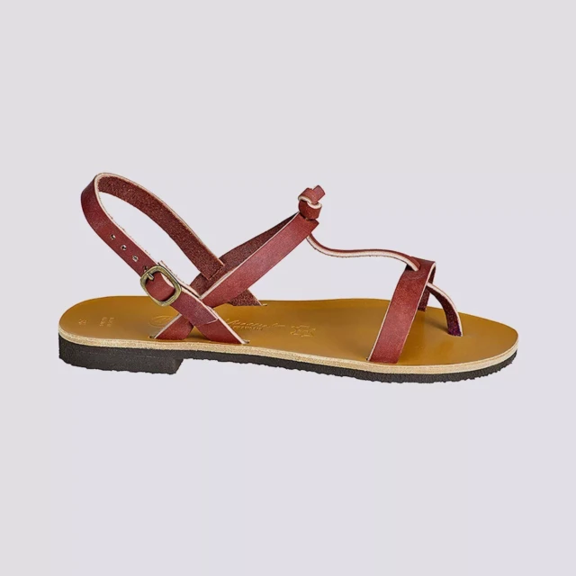 MAX VINCENT - SANDALES DOUBLE BRIDE BANDOL cuir tannage vegetal bordeaux Femme