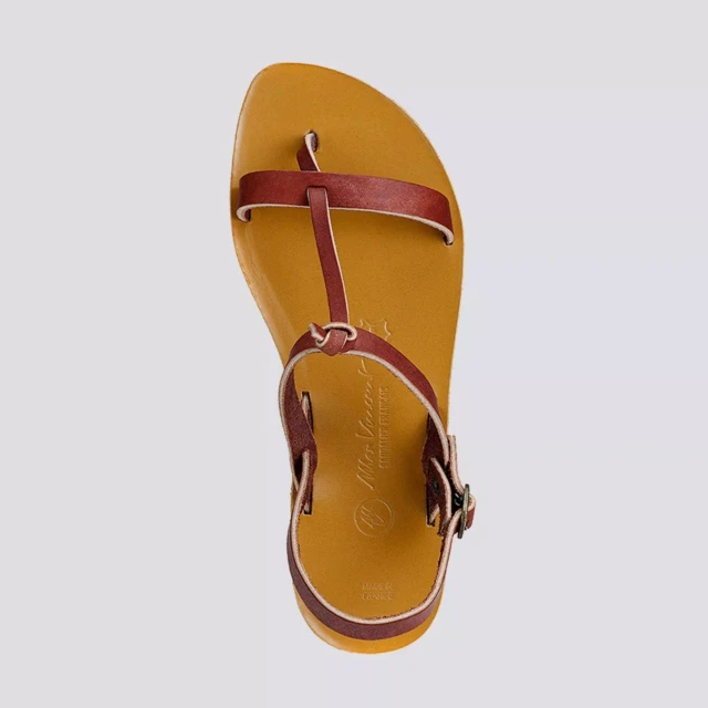 MAX VINCENT - SANDALES DOUBLE BRIDE BANDOL cuir tannage vegetal bordeaux Femme