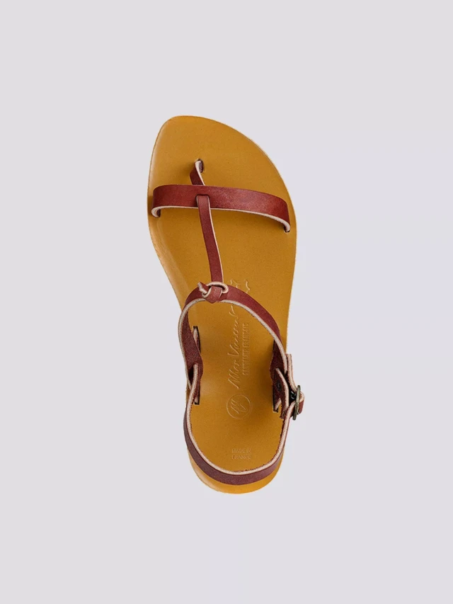 MAX VINCENT - SANDALES DOUBLE BRIDE BANDOL cuir tannage vegetal bordeaux Femme