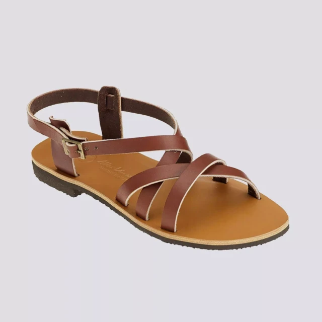 MAX VINCENT - SANDALES BRIDES CROISEES BOMBAY cuir tannage vegetal marron Femme