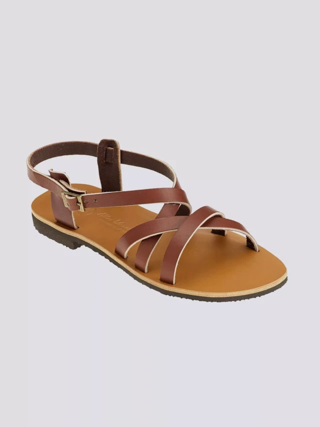 MAX VINCENT - SANDALES BRIDES CROISEES BOMBAY cuir tannage vegetal marron Femme