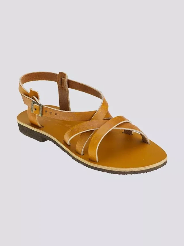 Max Vincent - Sandales brides croisees bombay cuir tannage vegetal naturel femme