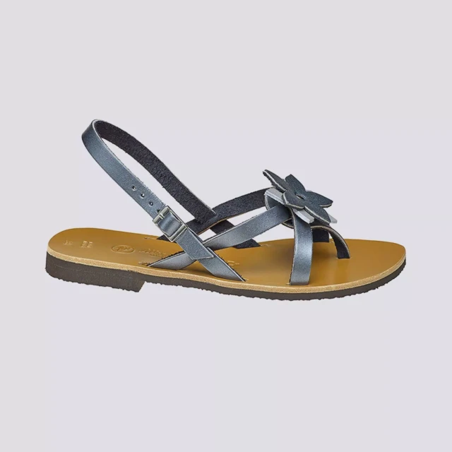 MAX VINCENT - SANDALES BRIDES CROISEES CEYLAN cuir tannage vegetal acier argent Femme