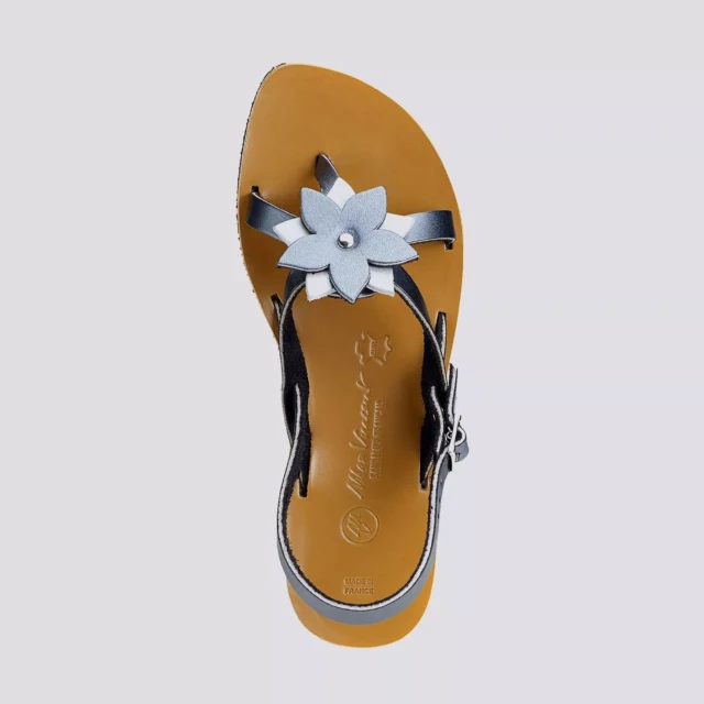 MAX VINCENT - SANDALES BRIDES CROISEES CEYLAN cuir tannage vegetal acier argent Femme