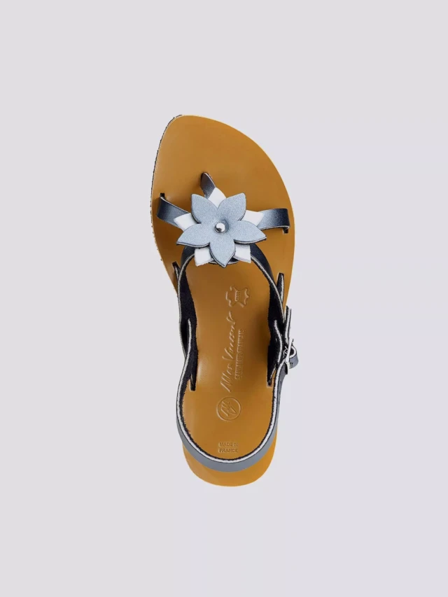 MAX VINCENT - SANDALES BRIDES CROISEES CEYLAN cuir tannage vegetal acier argent Femme