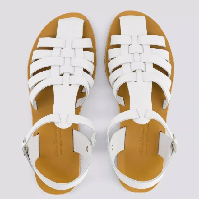 MAX VINCENT - SANDALES FERMEES DIANE cuir blanc Femme