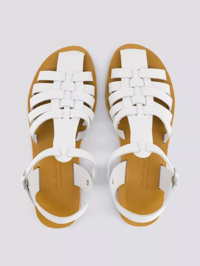 MAX VINCENT - SANDALES FERMEES DIANE cuir blanc Femme