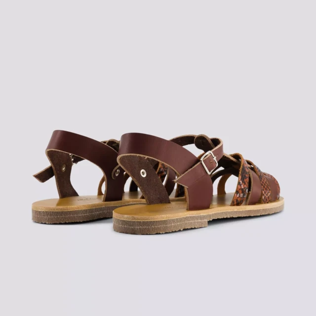 MAX VINCENT - SANDALES FERMEES DIANE cuir tannage vegetal python marron Femme
