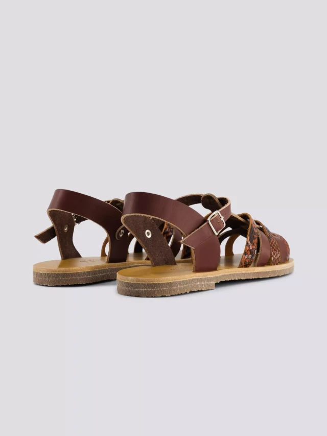 MAX VINCENT - SANDALES FERMEES DIANE cuir tannage vegetal python marron Femme