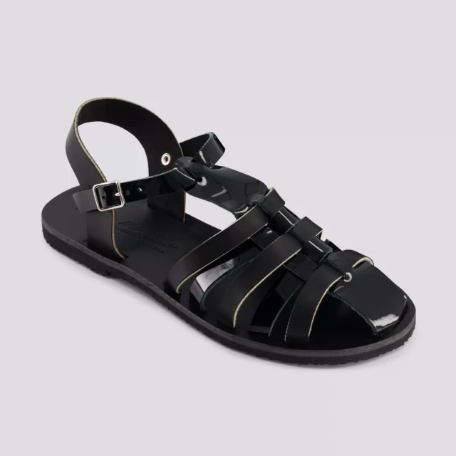 MAX VINCENT - SANDALES FERMEES DIANE cuir vernis noir Femme