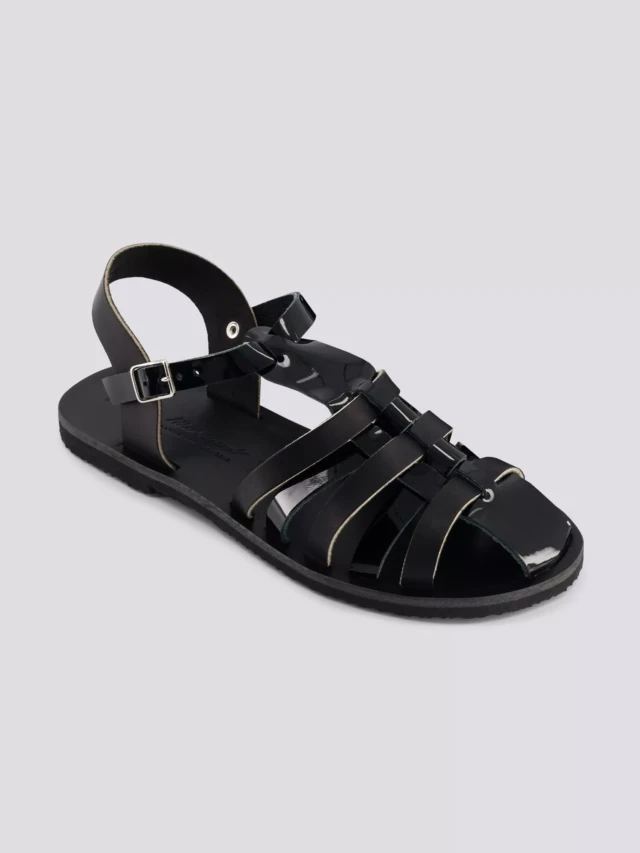 MAX VINCENT - SANDALES FERMEES DIANE cuir vernis noir Femme