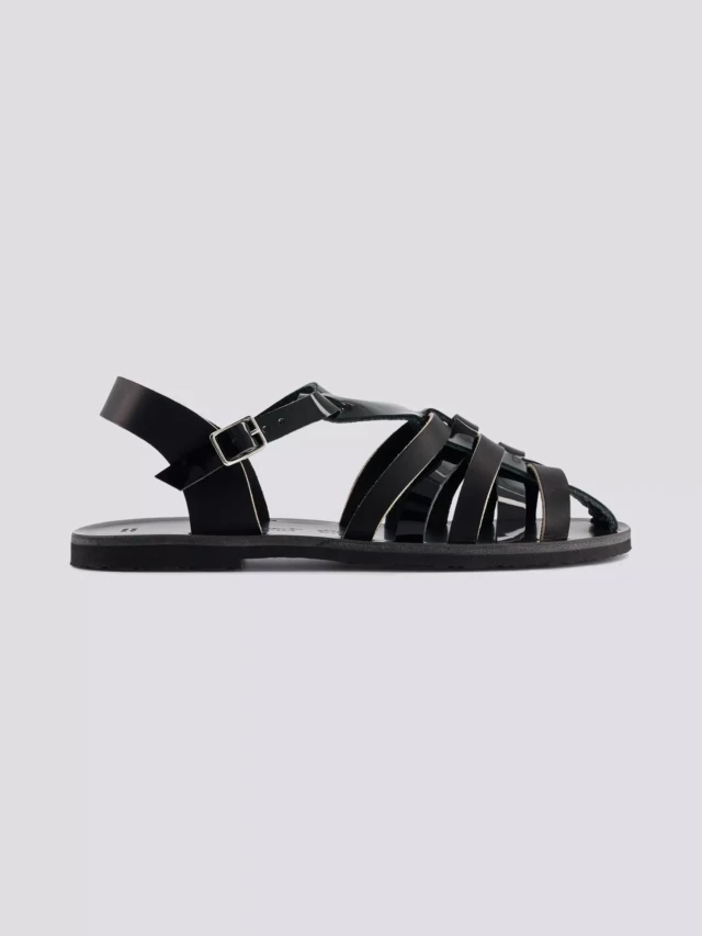 MAX VINCENT - SANDALES FERMEES DIANE cuir vernis noir Femme