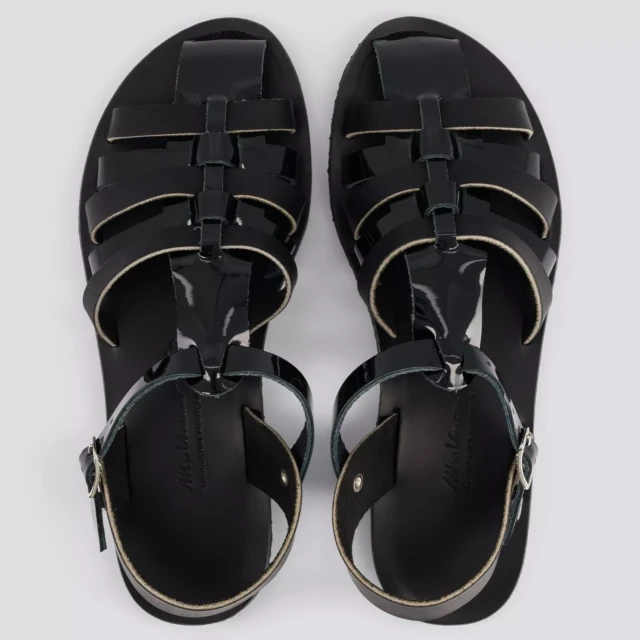 MAX VINCENT - SANDALES FERMEES DIANE cuir vernis noir Femme