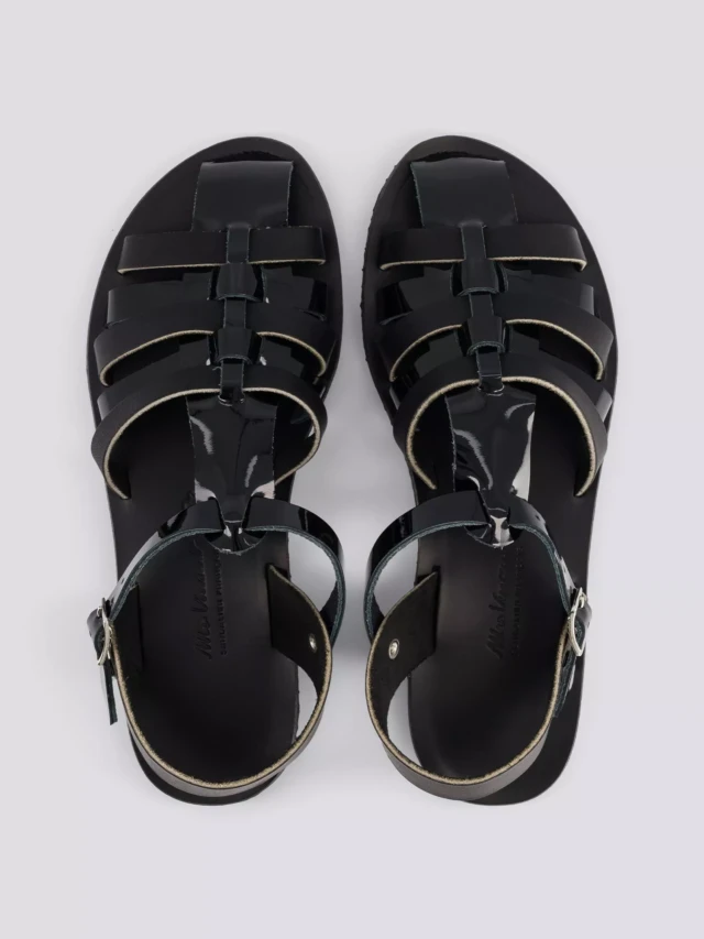 MAX VINCENT - SANDALES FERMEES DIANE cuir vernis noir Femme