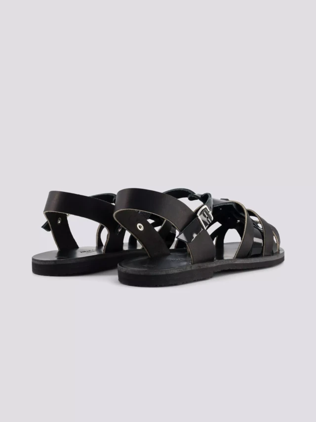 MAX VINCENT - SANDALES FERMEES DIANE cuir vernis noir Femme