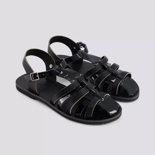 MAX VINCENT - SANDALES FERMEES DIANE cuir vernis noir Femme