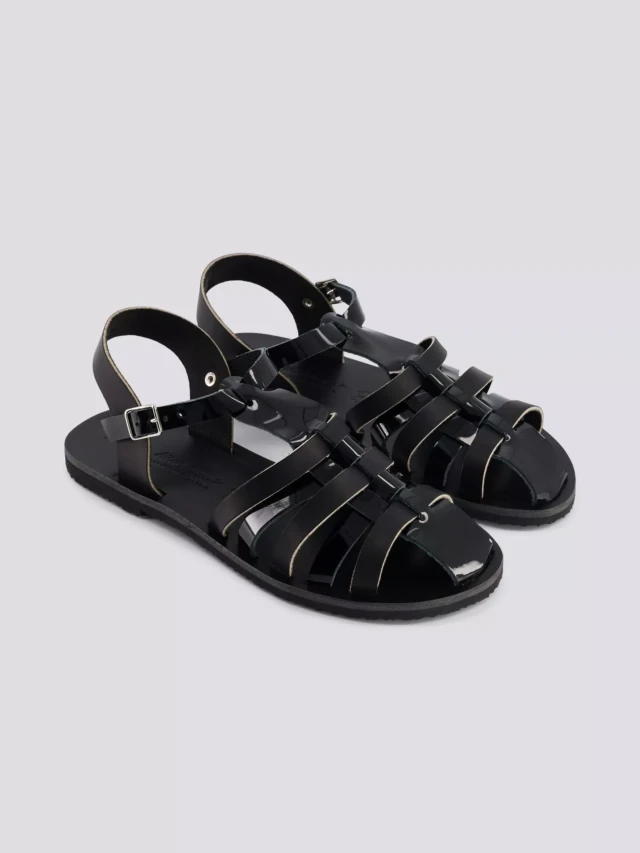 MAX VINCENT - SANDALES FERMEES DIANE cuir vernis noir Femme