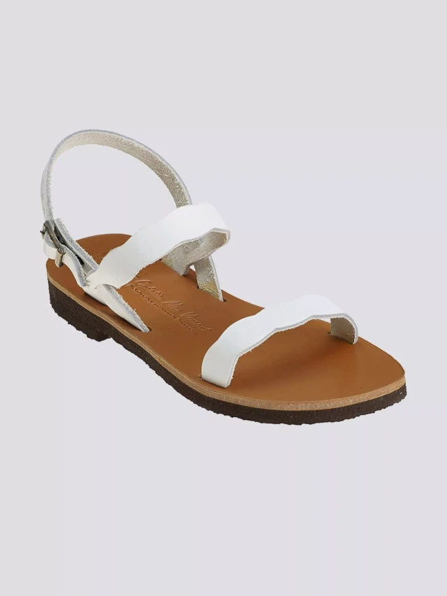 MAX VINCENT - SANDALES DOUBLE BRIDE DIVINE cuir blanc Femme