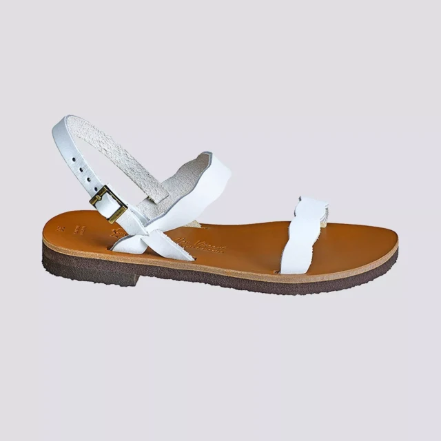 MAX VINCENT - SANDALES DOUBLE BRIDE DIVINE cuir blanc Femme