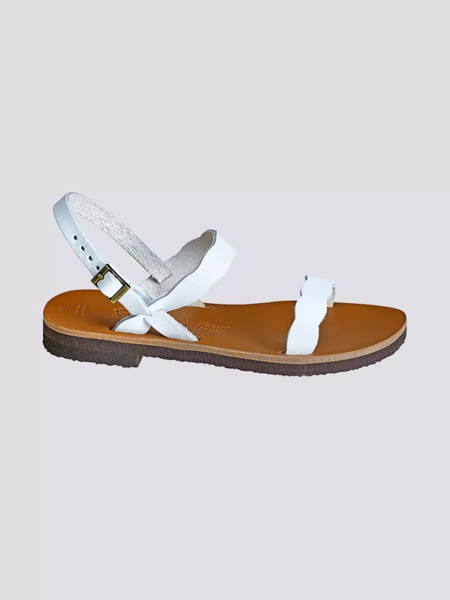 MAX VINCENT - SANDALES DOUBLE BRIDE DIVINE cuir blanc Femme