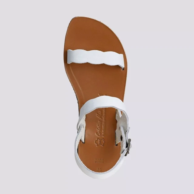 MAX VINCENT - SANDALES DOUBLE BRIDE DIVINE cuir blanc Femme