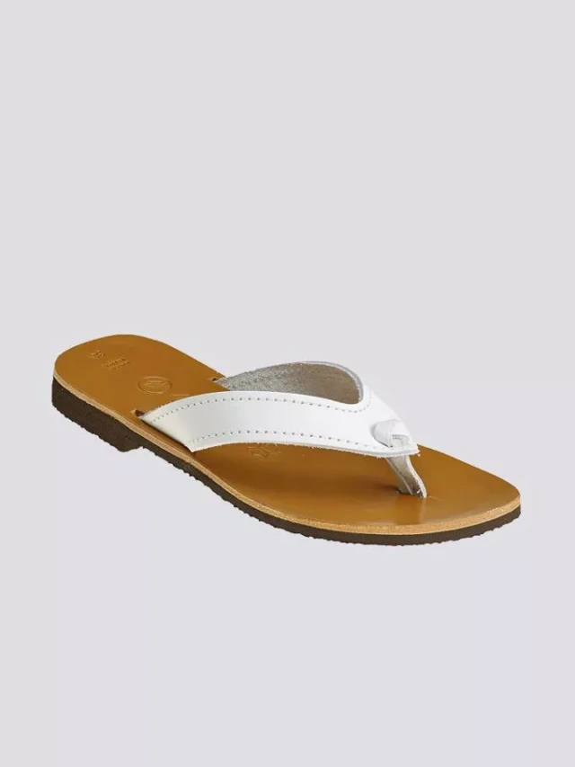 Max Vincent - Tongs dune cuir blanc femme