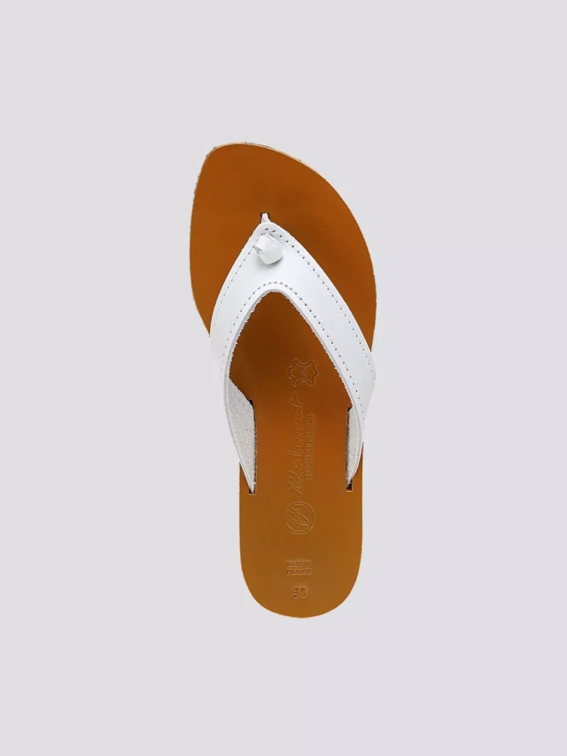 MAX VINCENT - TONGS DUNE cuir blanc Femme