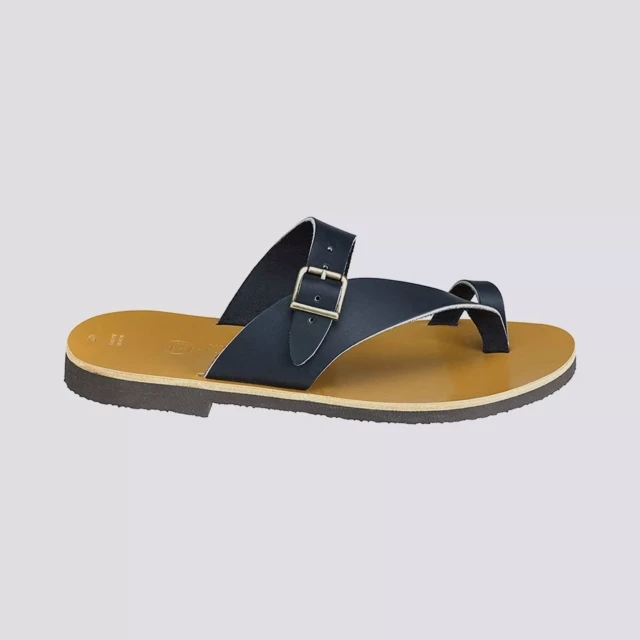 MAX VINCENT - TONGS ESCALET cuir tannage vegetal noir Homme