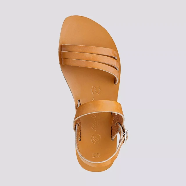 MAX VINCENT - SANDALES DOUBLE BRIDE FLORA cuir tannage vegetal naturel Femme