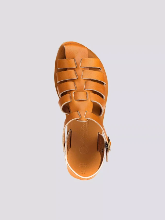MAX VINCENT - SANDALES FERMEES HELENE cuir tannage vegetal naturel Femme