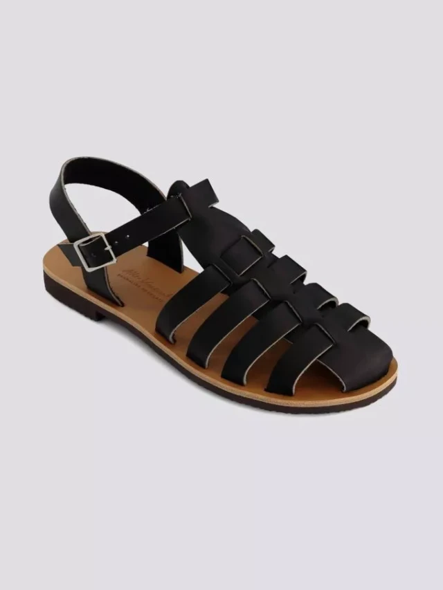 Max Vincent - Sandales fermees helene cuir tannage vegetal noir femme