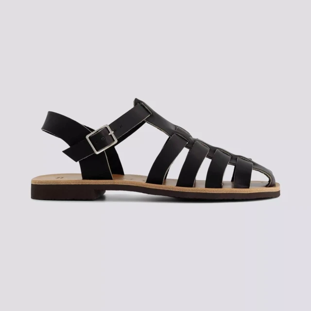 MAX VINCENT - SANDALES FERMEES HELENE cuir tannage vegetal noir Femme