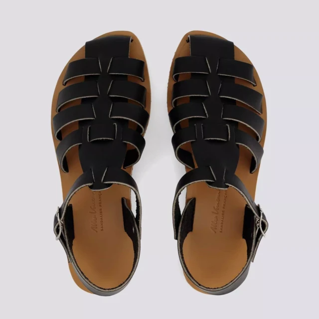 MAX VINCENT - SANDALES FERMEES HELENE cuir tannage vegetal noir Femme