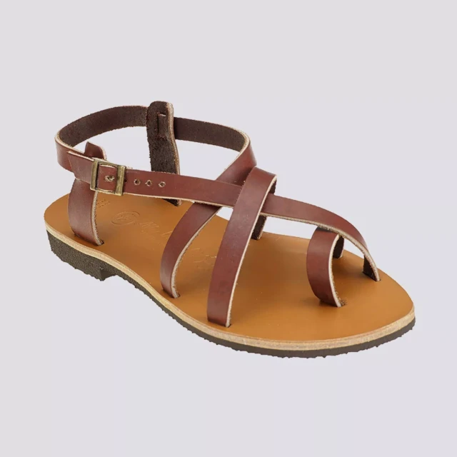 MAX VINCENT - SANDALES BRIDES CROISEES JAVA cuir tannage vegetal marron Femme