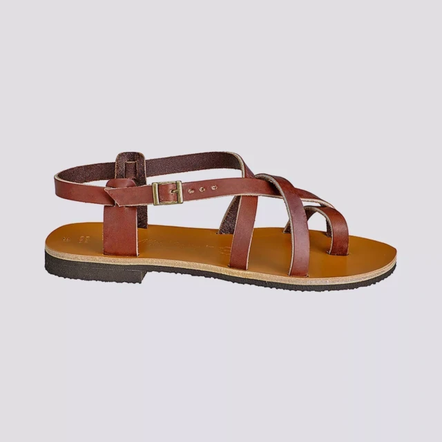 MAX VINCENT - SANDALES BRIDES CROISEES JAVA cuir tannage vegetal marron Femme
