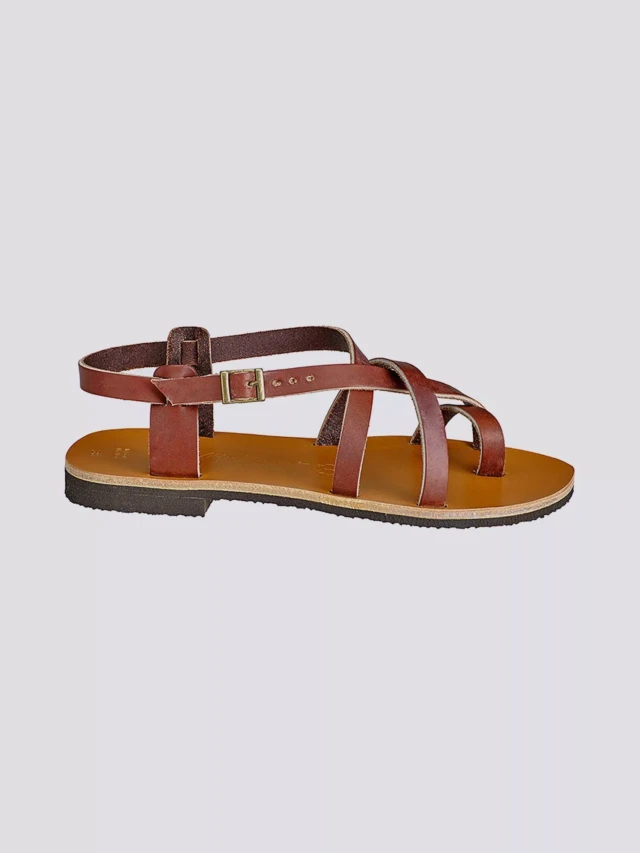 MAX VINCENT - SANDALES BRIDES CROISEES JAVA cuir tannage vegetal marron Femme