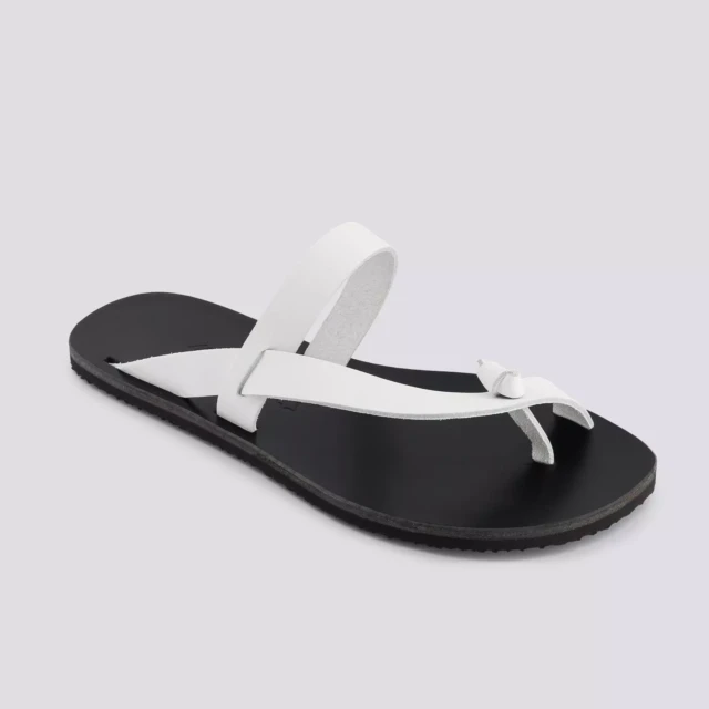 MAX VINCENT - TONGS LAMIA cuir blanc Femme