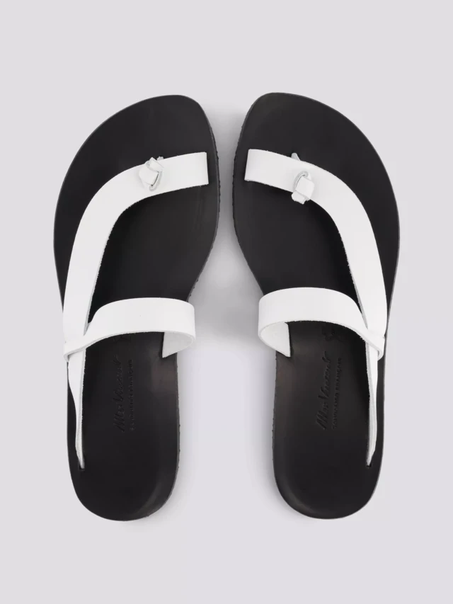 MAX VINCENT - TONGS LAMIA cuir blanc Femme