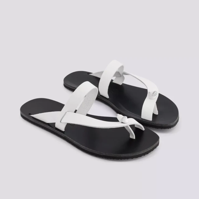 MAX VINCENT - TONGS LAMIA cuir blanc Femme