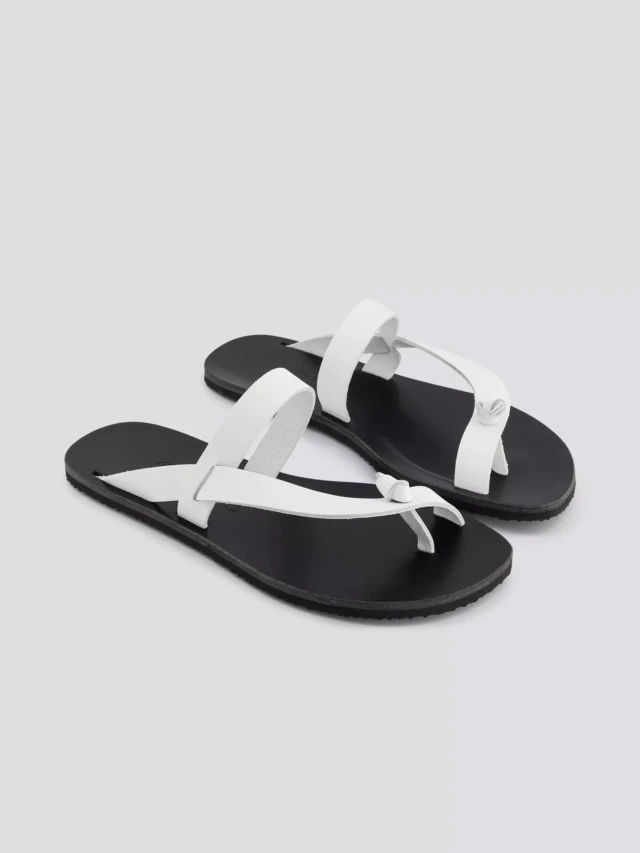 MAX VINCENT - TONGS LAMIA cuir blanc Femme