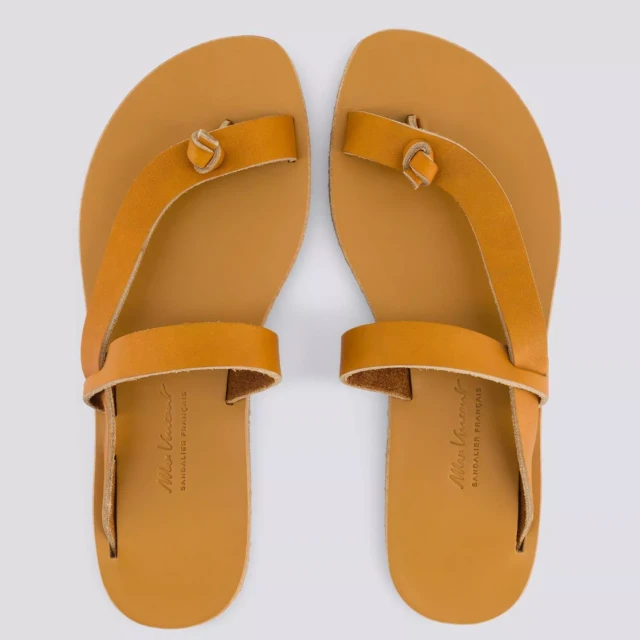 MAX VINCENT - TONGS LAMIA cuir tannage vegetal naturel Femme