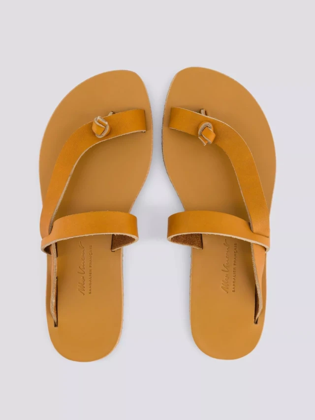 MAX VINCENT - TONGS LAMIA cuir tannage vegetal naturel Femme